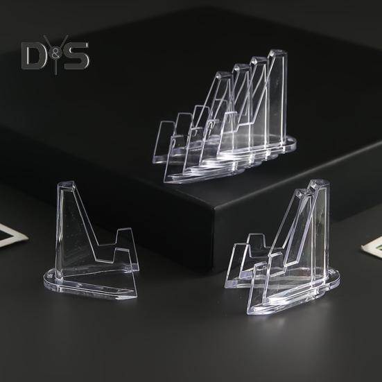 24Pcs Clear Coin Stand Mini Stable Triangle Collection Card Photo Small Artwork Badge Commemorative Medal Display Holder Show Rack