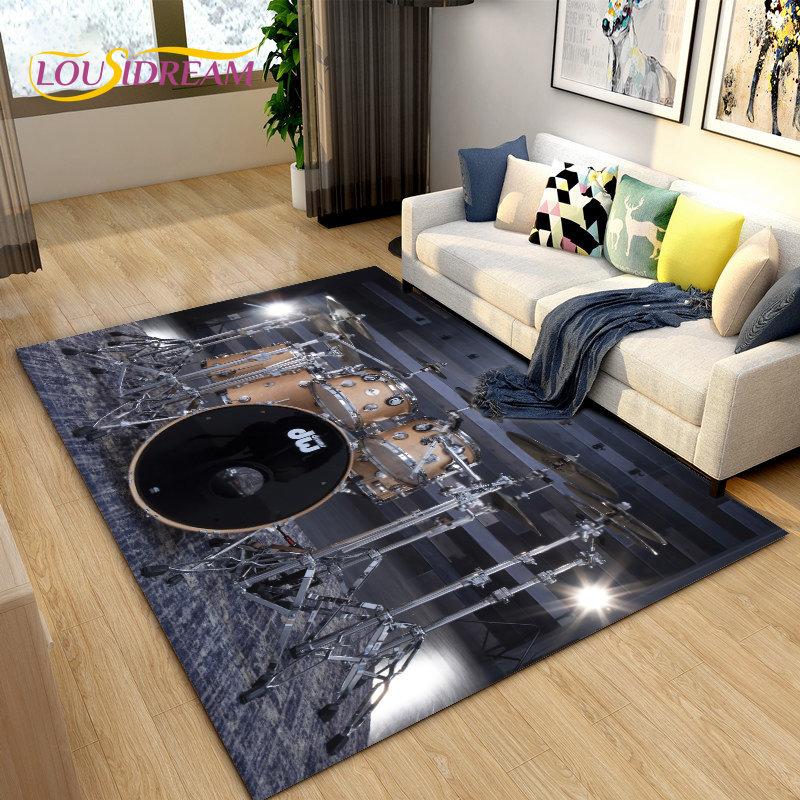 Drum Kit Music Instruments Area Rug Large,Carpet Rug for Living Room Bedroom Sofa Doormat Decoration,Kitchen Non-slip Floor Mat