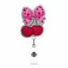 Bow Cherry Acrylic Badge Holder Sparkling Powder Medical Theme Retractable Pull Badge Reel Id Lanyard Name Tag Card Badge Holder