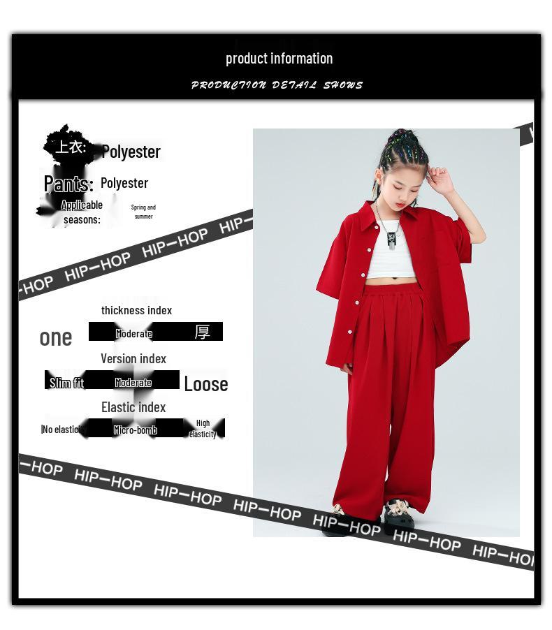 Children's Trendy Street Dance Outfit - Loose Pants and Shirt Set for Boys and Girls Jazz Performance.