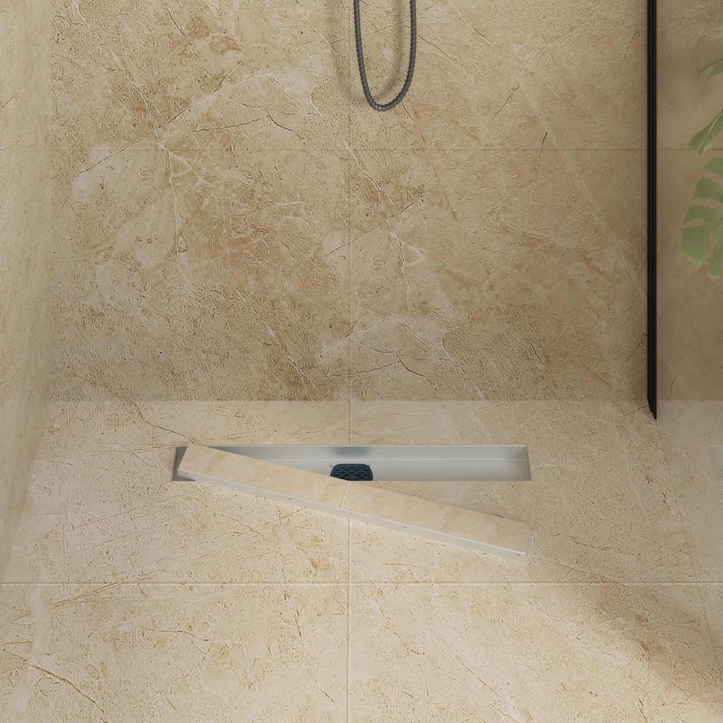 2 in 1 Shower Drain with 360 degrees Siphon Silver 60 cm Stainless Steel 304