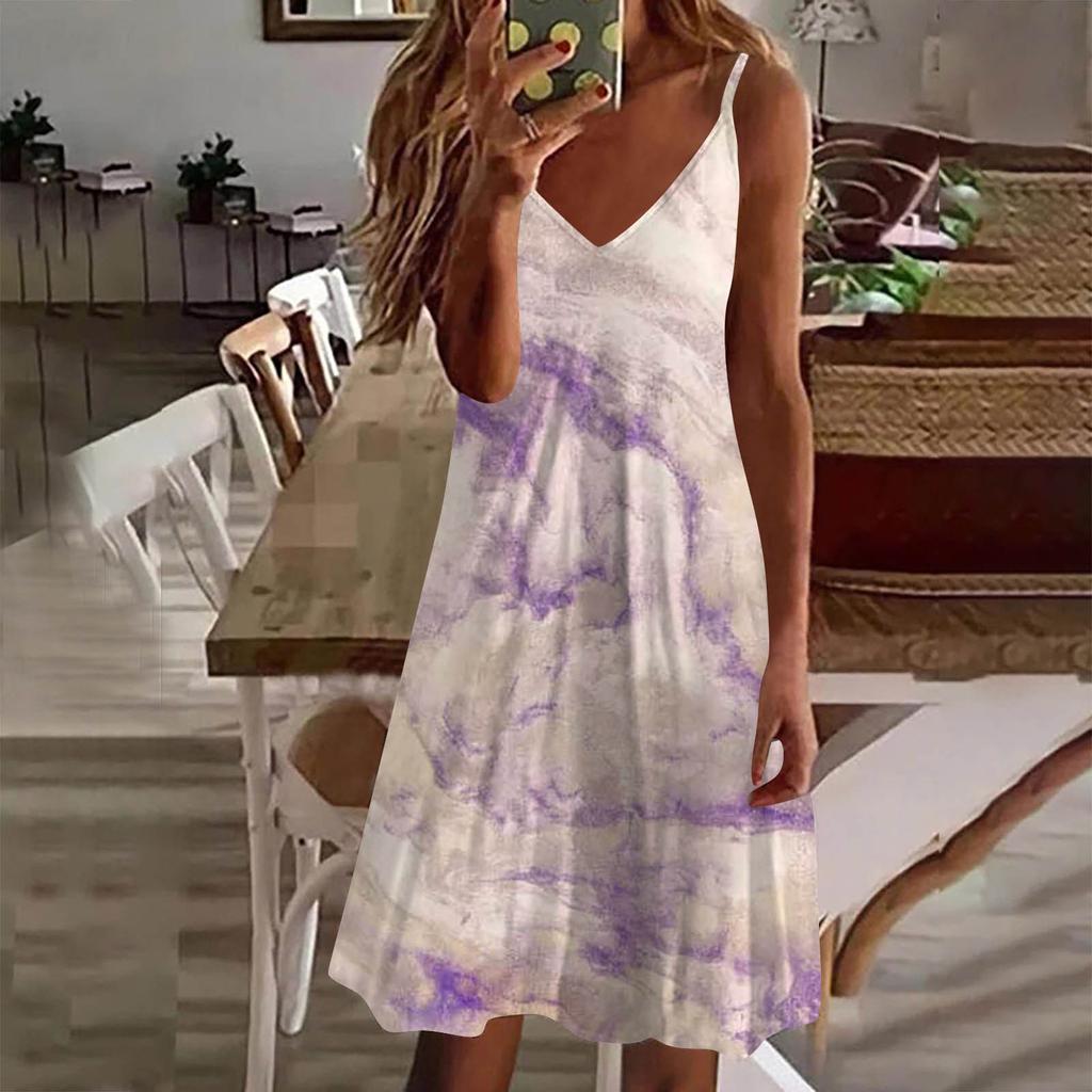 Kadın Elbise Günlük Baskı Slip Plaj Etek Sundress