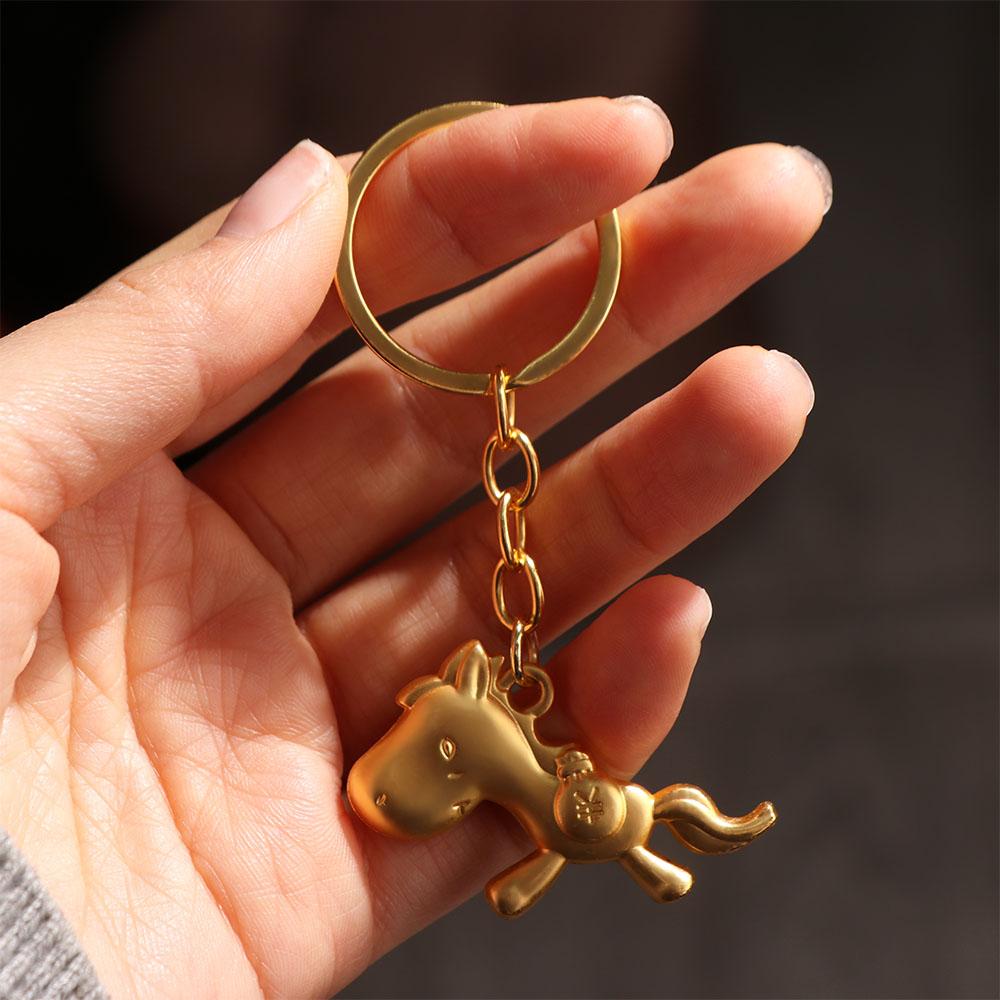 Vintage Lucky Horse Bag Pendant Feng Shui Weaving Key Chains Chinese Zodiac Key Ring Women Men