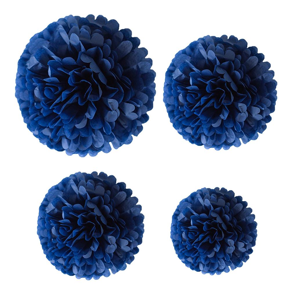 1pcs Set 7.8inch Deep Blue Paper Flower Balls Paper Pom Pom Paper For Birthday Party Paper Flowers Decorations