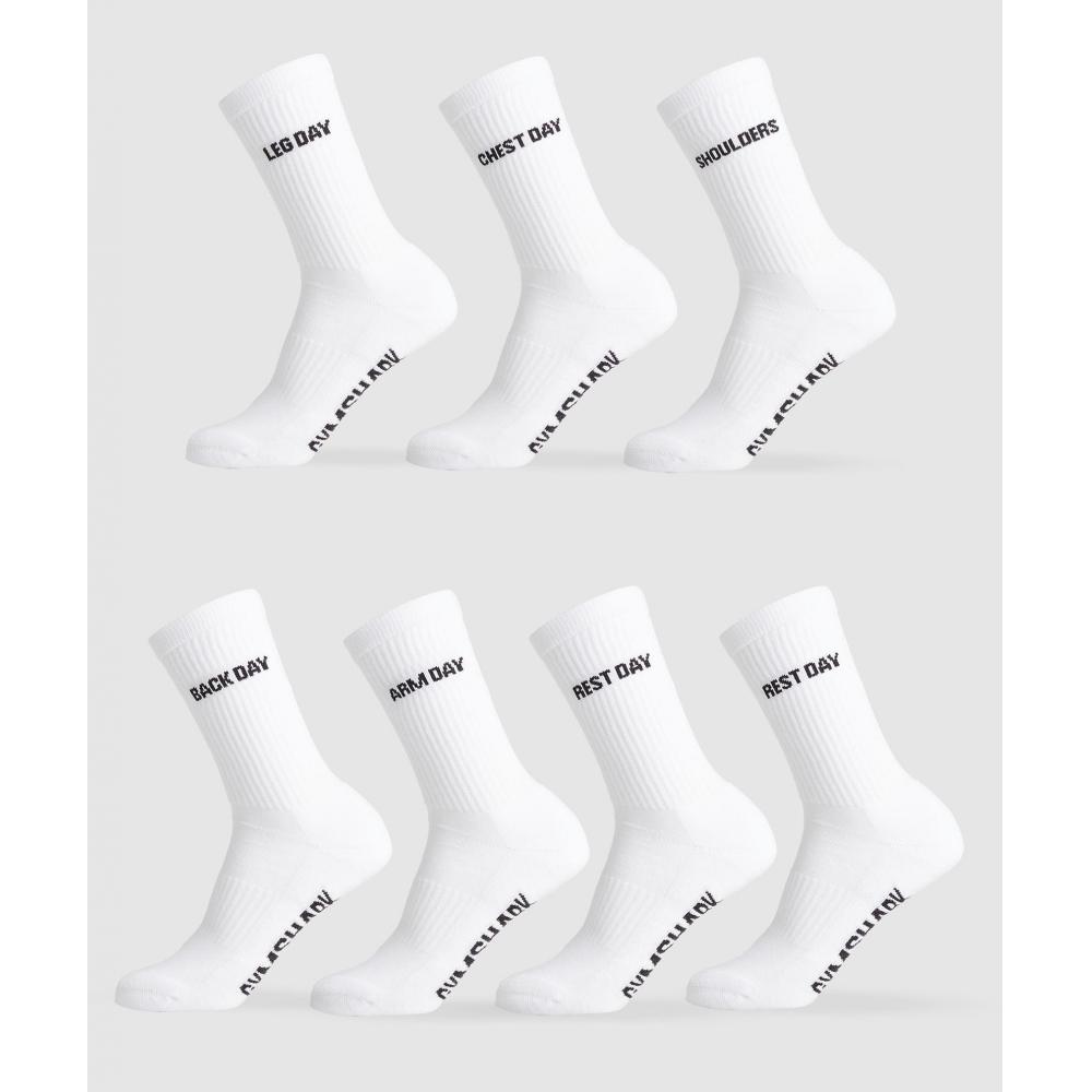 

Носки GYMSHARK GFX Crew 7шт Белые I3A2V WB57 S