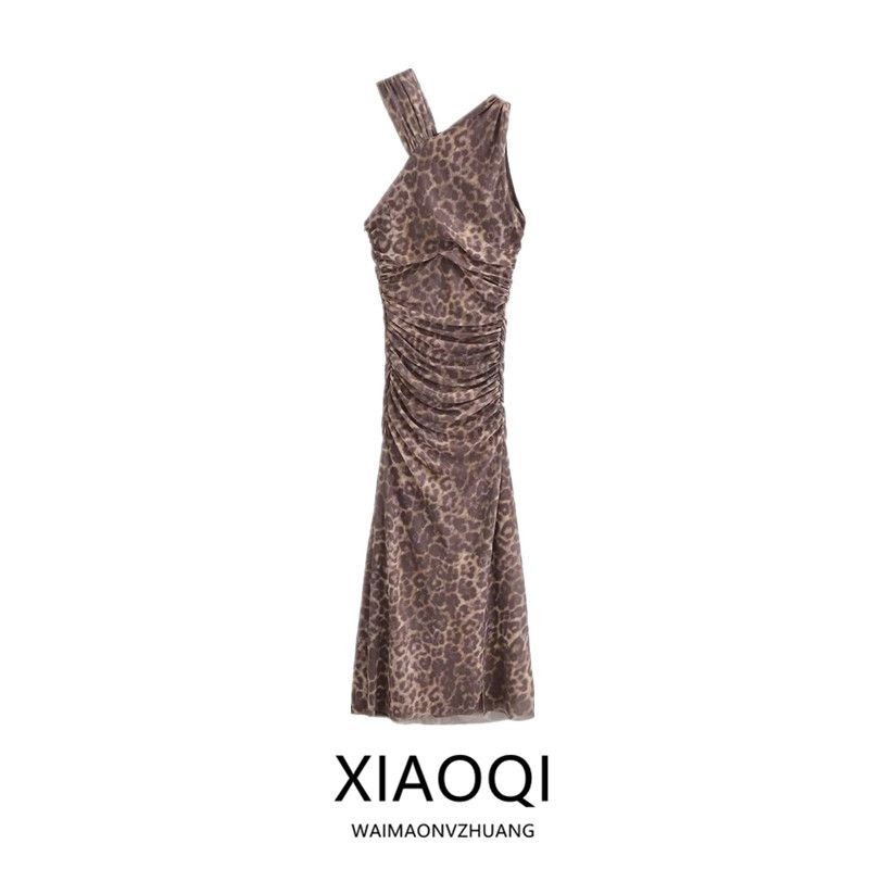 Fashion Style 2024 Autumn New Women's Clothing Animal Pattern Print Silk Net Mid Length Long Length Dress 5039259