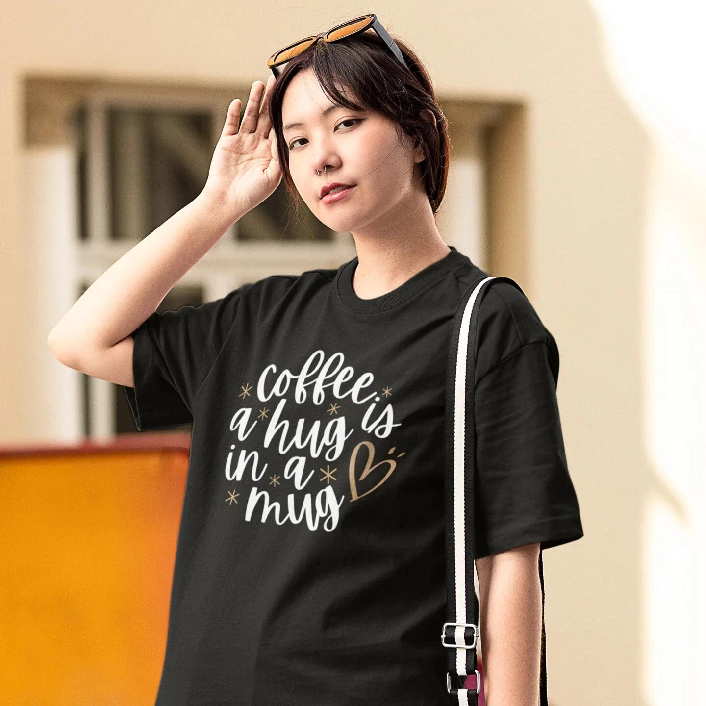 Women coffee lover graphic printed classic fit round neck T-Shirt M