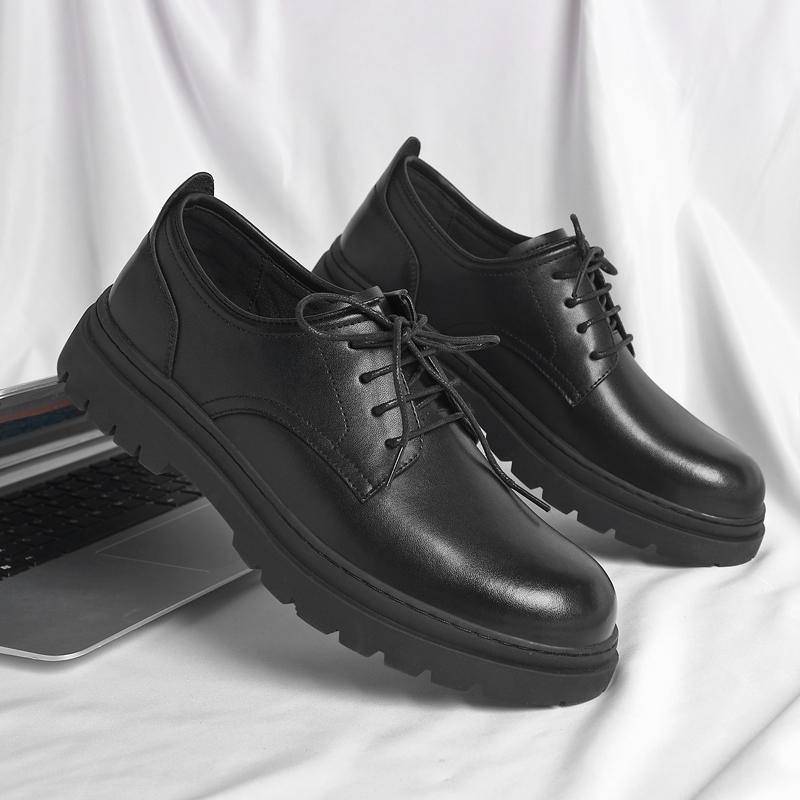 

Весна Осень Толстая Подошва Удобная Обувь Мода Мужчины Натуральная Кожа Круглый Носок Натуральная Кожа Настоящий Британский Стиль Толстая Подошва Повседневная Кожаная Обувь 44 чёрный