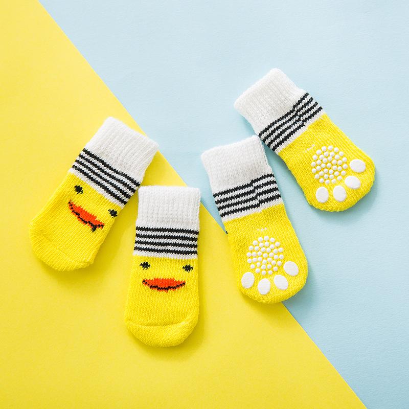 Four Seasons High-Quality Non-Slip Pet Socks for Small Dogs - Cotton Foot Covers for Teddy Dogs