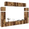 VidaXL 8-piece Wall-Mounted TV Unit Set Old Wood Engineered Wood, TV Stand, Media Unit, TV Console, Furniture 3329011