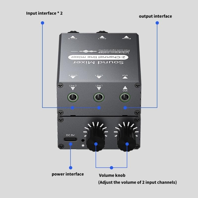 2 In 1 Out Sound Switcher For Live Streaming With Aluminum Housing Sound Mixing for Recording Studio Singing Equipment