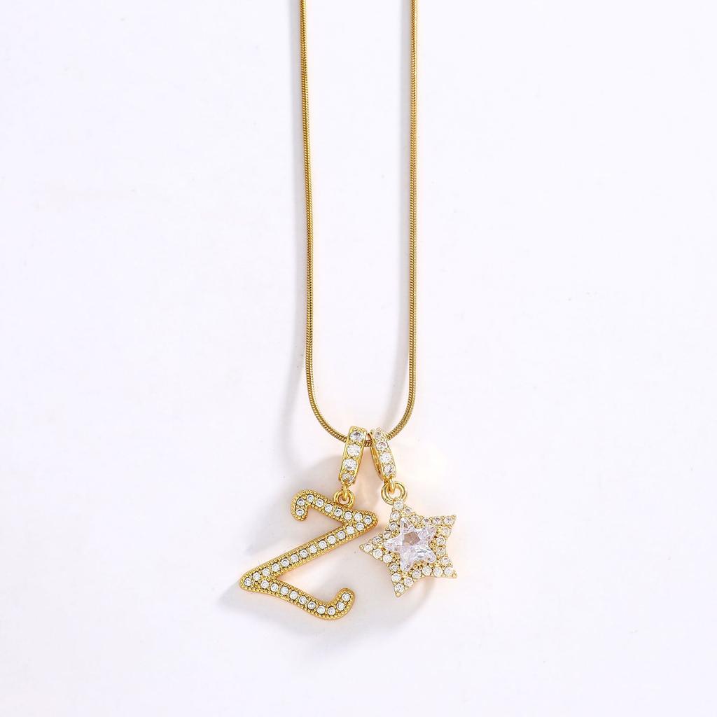 26 Alphabet Pendant Initial Letter Star Necklace Couple Name Jewelry Gifts