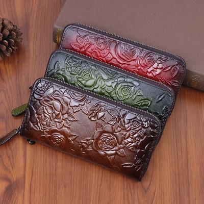 2023 Retro Cowhide Ladies Handbag: Embossed, Multi-Card Slot, Color Zipper
