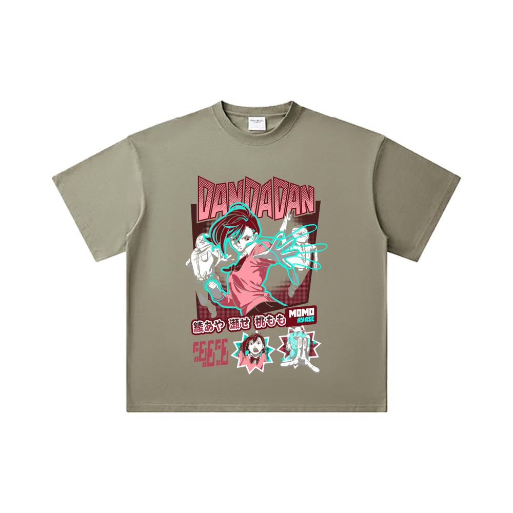 260 GSM Double Yarn 32 Count 100% Cotton Dandadan V15 Momo Print Unisex Heavy Cotton T Shirt