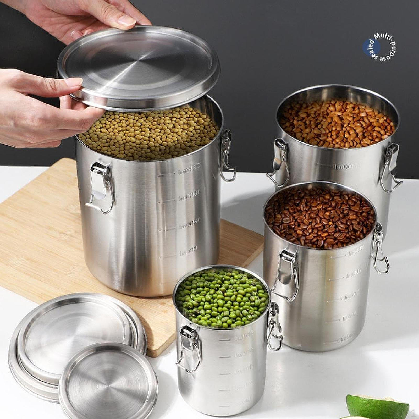 

Coffee Bean Container Kitchen Cereal Storage Jar Multipurpose Airtight Tank,Tea Sugar 520ml