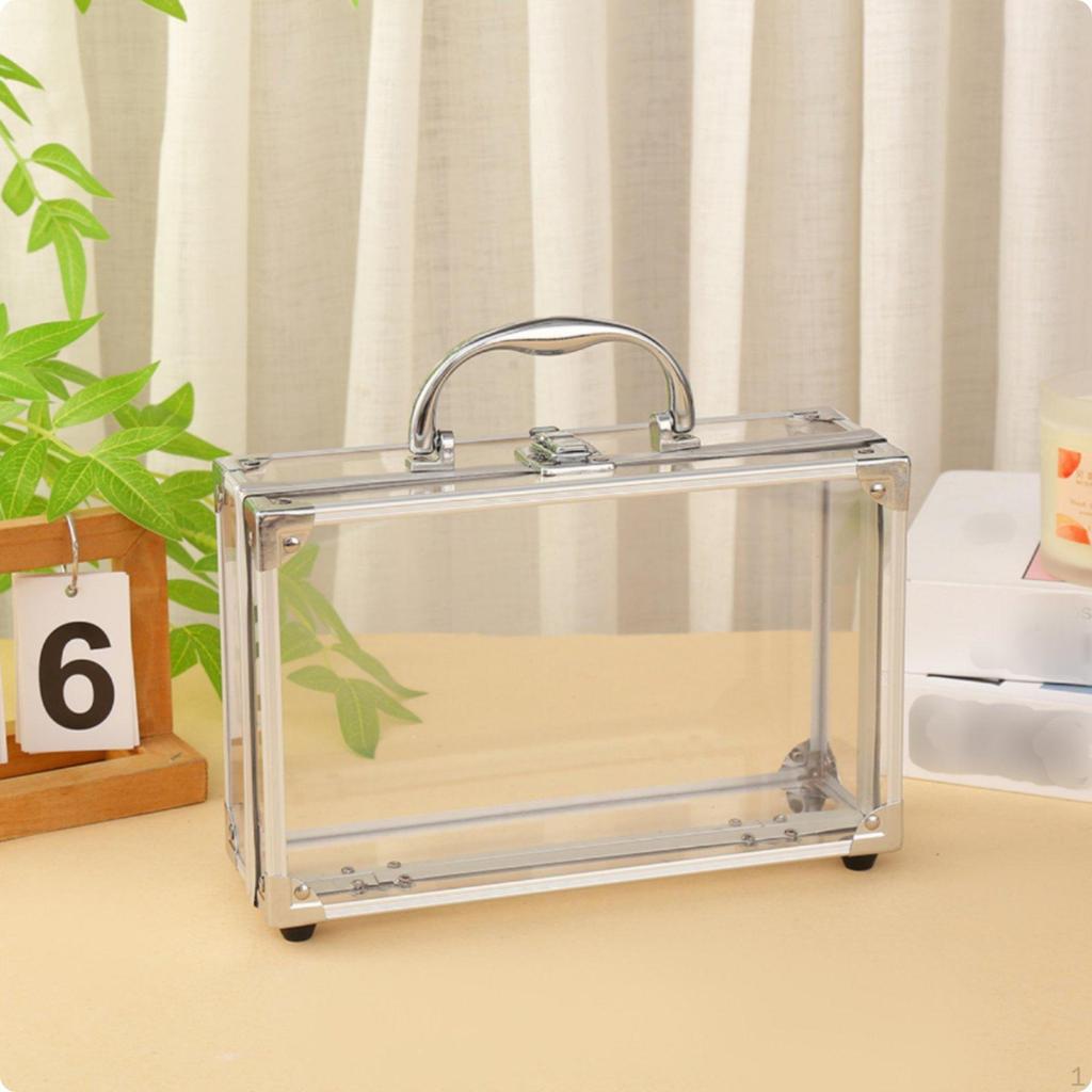 Estuche de Maquillaje Transparente Gran Capacidad Maleta de Aluminio Vista Clara Almacenamiento Portátil de Cosméticos