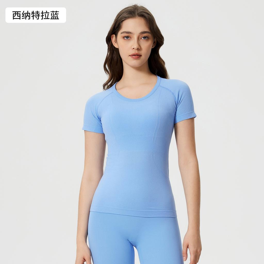 Spring and Summer New Women's Short-sleeved Crew Neck Sports T-shirt Running Fitness Top Slim-fitting Breathable Yoga Short-sleeved S1011
