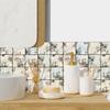 16Pcs/Set Retro Flower Tile Stickers Peel and Stick Waterproof PVC Wall Decals Matte Anti-Slip Floor Wallpaper for Living Room Bathroom Decor
