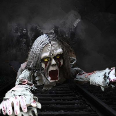 Dlouhé Vlasy Lezoucí Duchové Strašidelný Elektrický Hlas Červené Oči Pro Halloweenskou Dekoraci Rekvizity