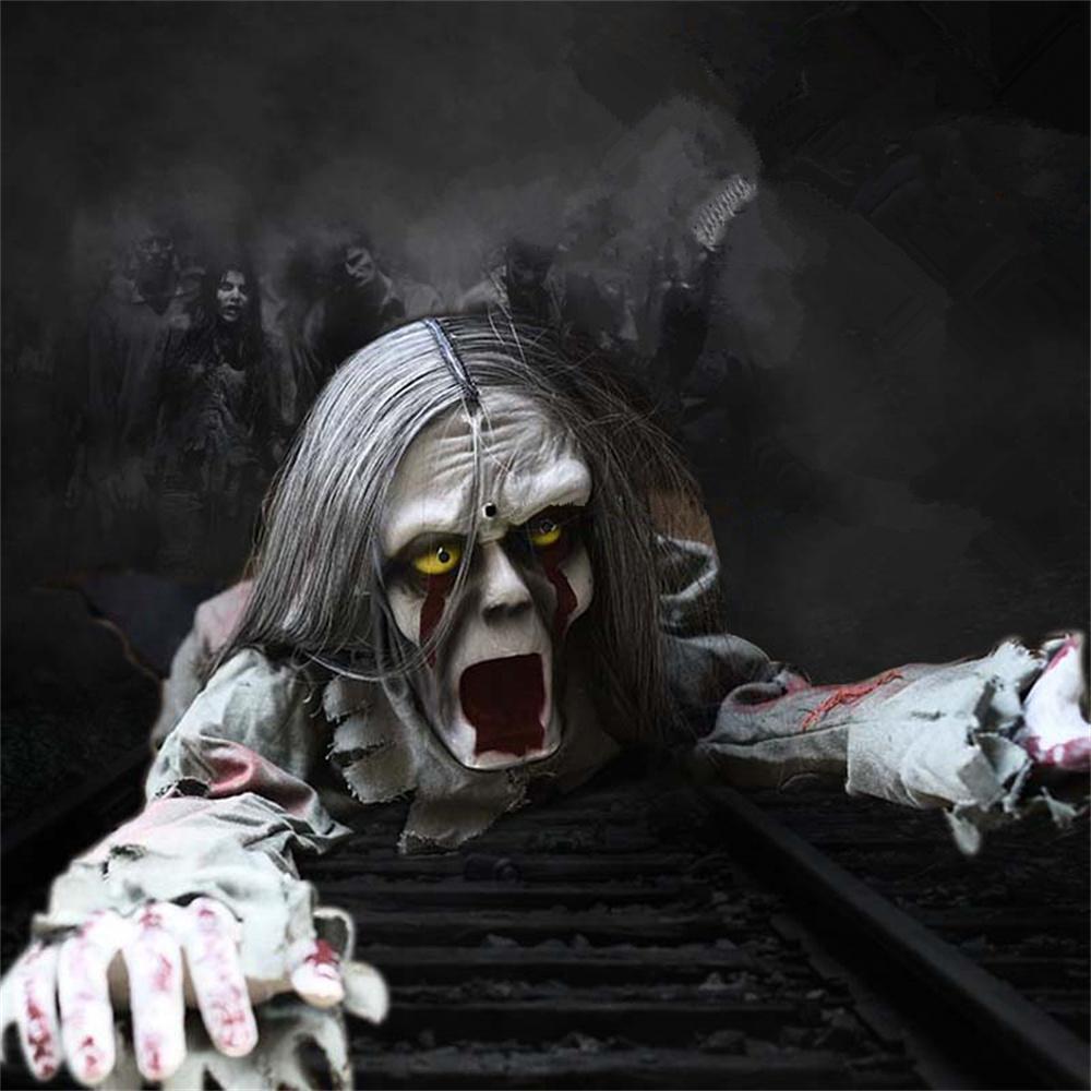 

Long Hair Crawling Ghosts Scary Electric Voice Red Eye Halloween Decorations Props