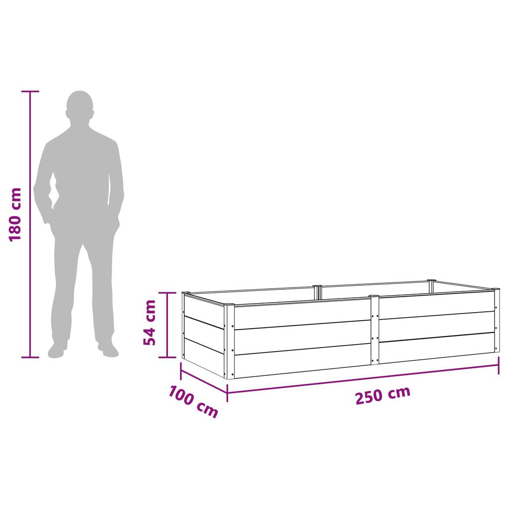 Raised Garden Bed Black 250 X 100 X 54 Cm