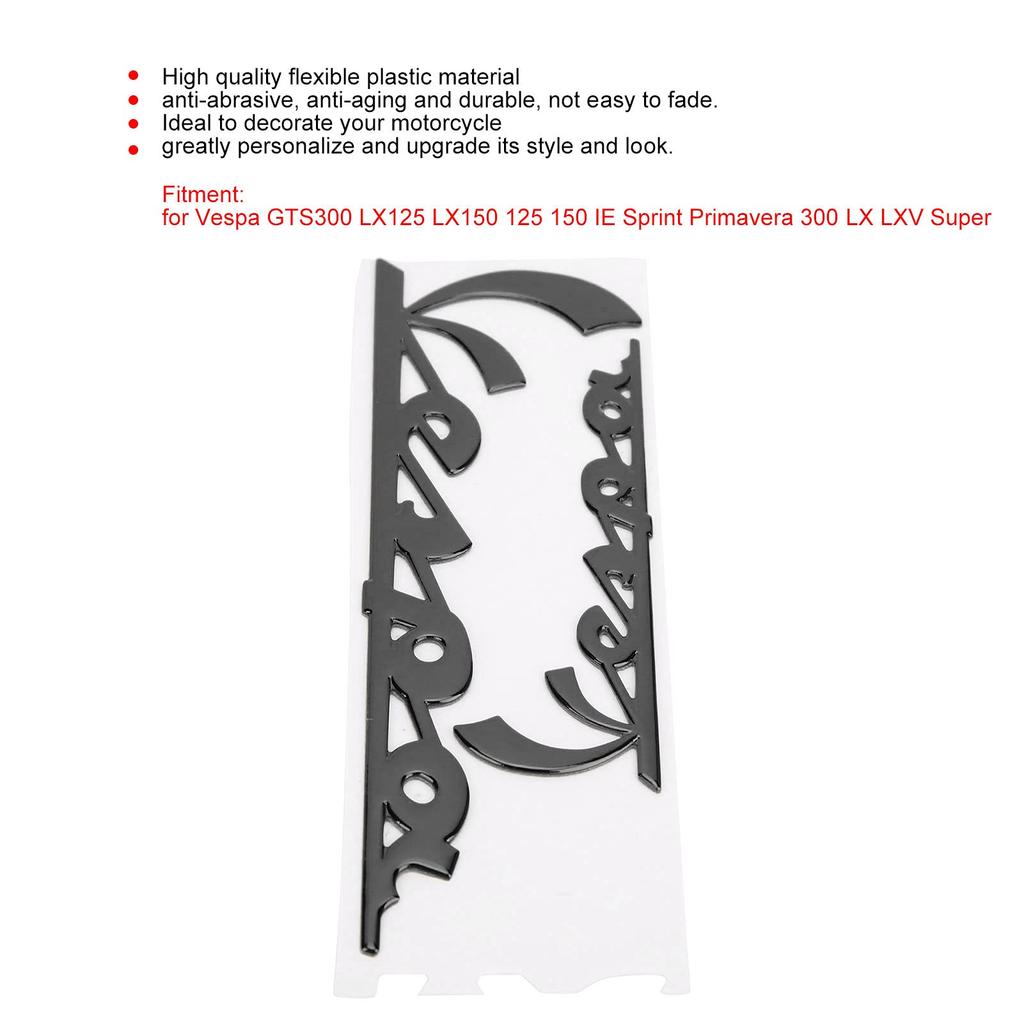 Sticker Emblem Sticker Vespa 3D Decal GTS300 LX125 LX150 IE Sprint Primavera 300 LX LXV Super (Black)
