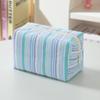 Polyester Striped Makeup Bag For Women With Storage Compartment Travel Organizer
