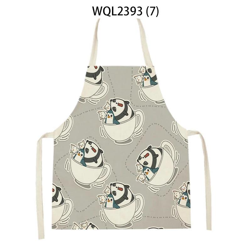 Home Kitchen Cooking Aprons Lovely Animal Bears Printed Sleeveless Linen Colorful Aprons for Men Women Baking Accessories