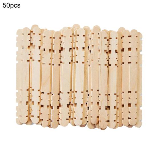 50Pcs/Set Creative Handicraft Making Ice Cream Stick DIY Natural Wood Ice Pop Stick Craft Tools