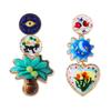 ZA cross-border literary and retro creative design sense alloy printing geometric love flower flower asymmetrical women's earrings