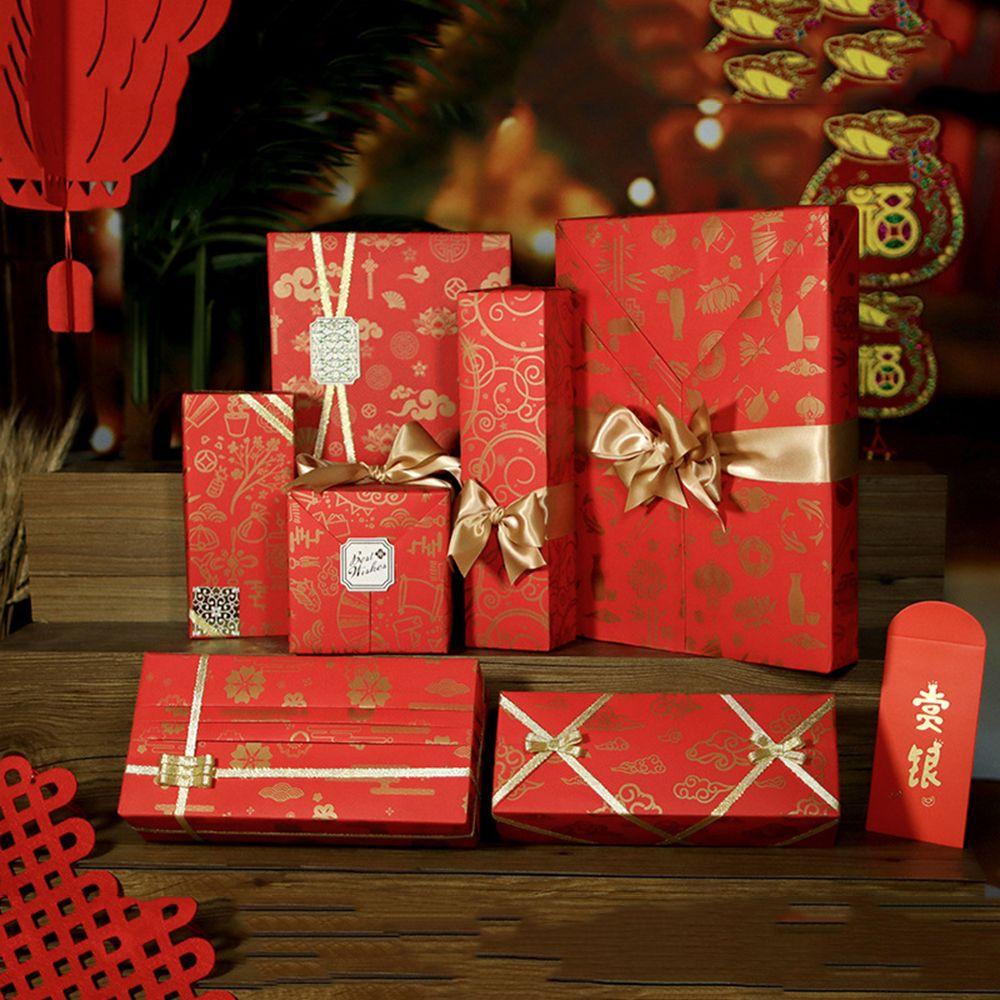 Red Spring Festival Decoration Box Supplies Gift Wrap Storage Gift Paper Gift Wrapping Paper
