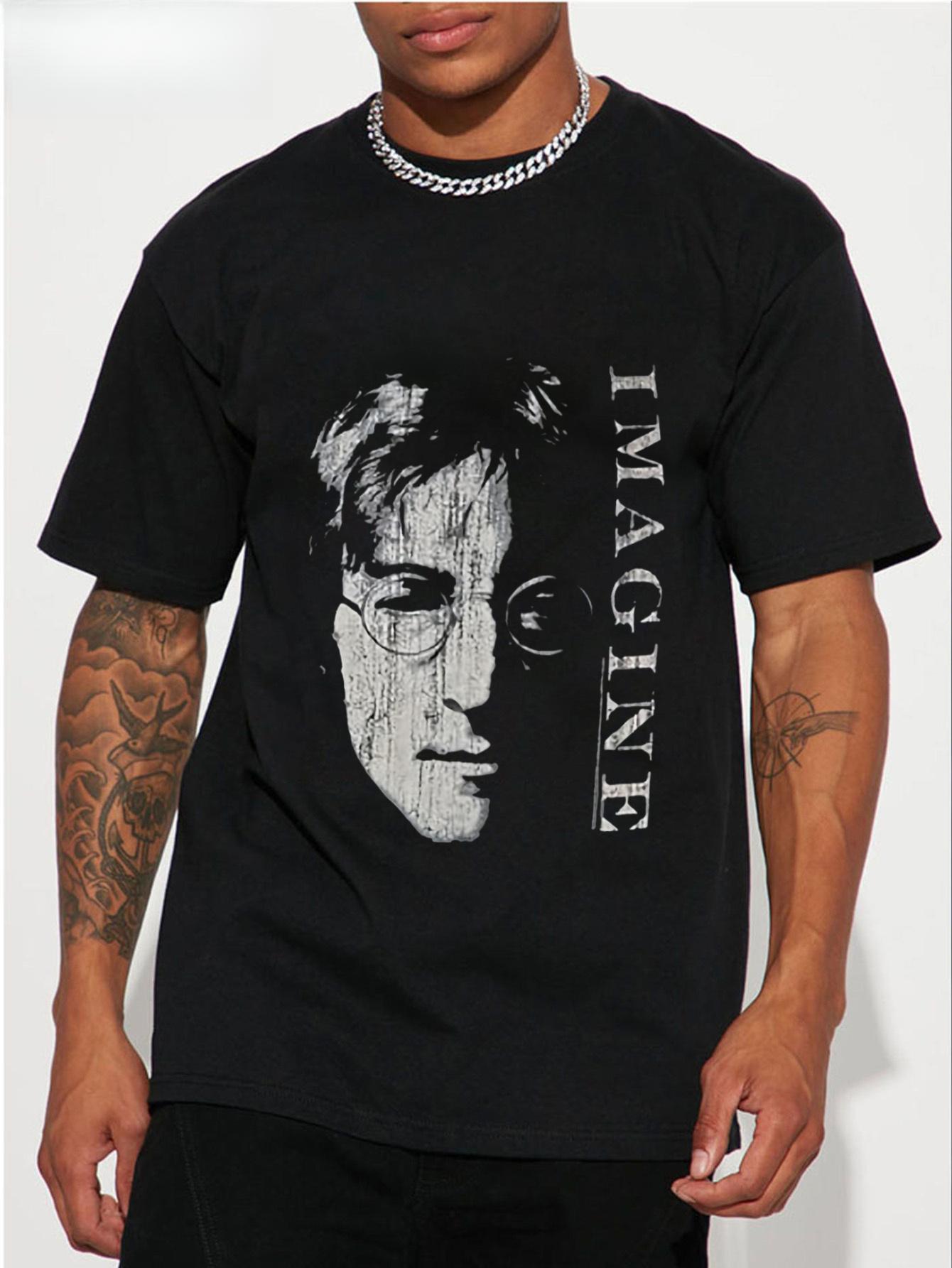 This Retro Lennon Imagine T-Shirt Features a Short-Sleeve Crew Neck XXL