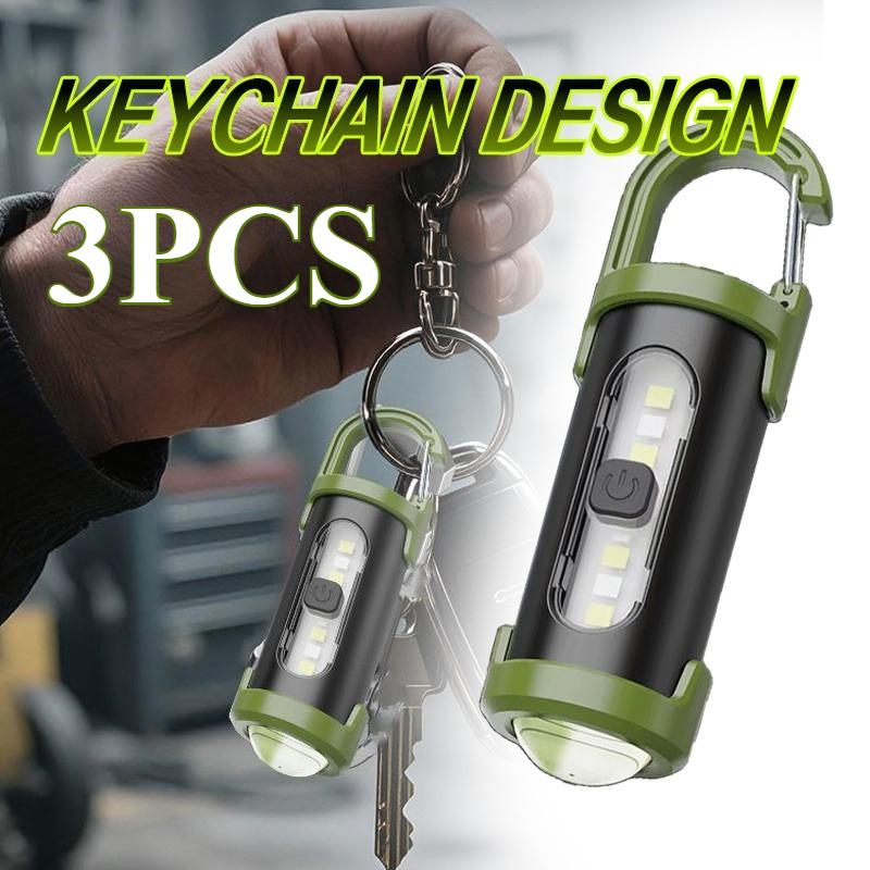USB Rechargeable LED Flashlight with Adjustable Beam, Portable Keychain Flashlight with Hook for Camping, Emergency Situations, and Daily Use