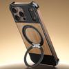For iPhone 16 Pro Max Magnetic Case Borderless Walnut + Metal Kickstand Phone Cover