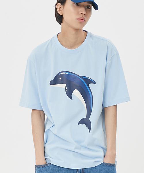 Dolphin Wave Apparel Футболка с графическим принтом Дельфин Гигант Light Blue/L