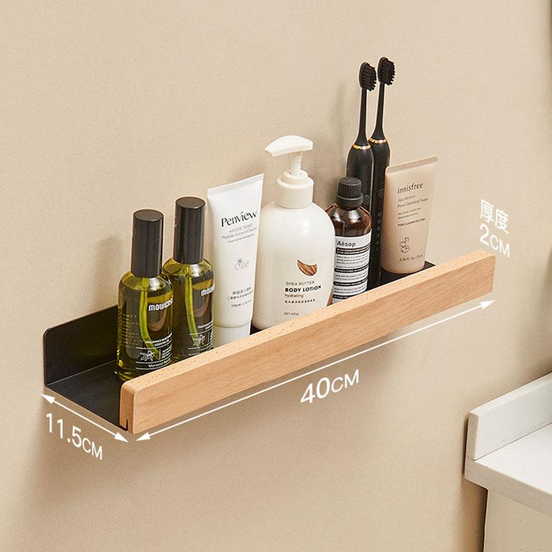Wood Bathroom Shelving Wall Mounted Toilet Storage Holder Shampoo Shower Storage Rack Aluminum Kitchen Storage Rack White/Black