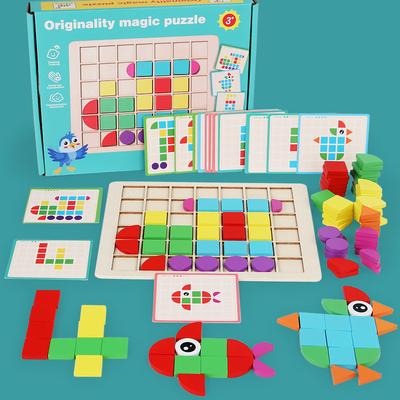 3D Dreidimensionales Puzzle Kindergarten Tischspiele Kinder Holz Frühe Bildung und Intelligenz Bausteine Spielzeug