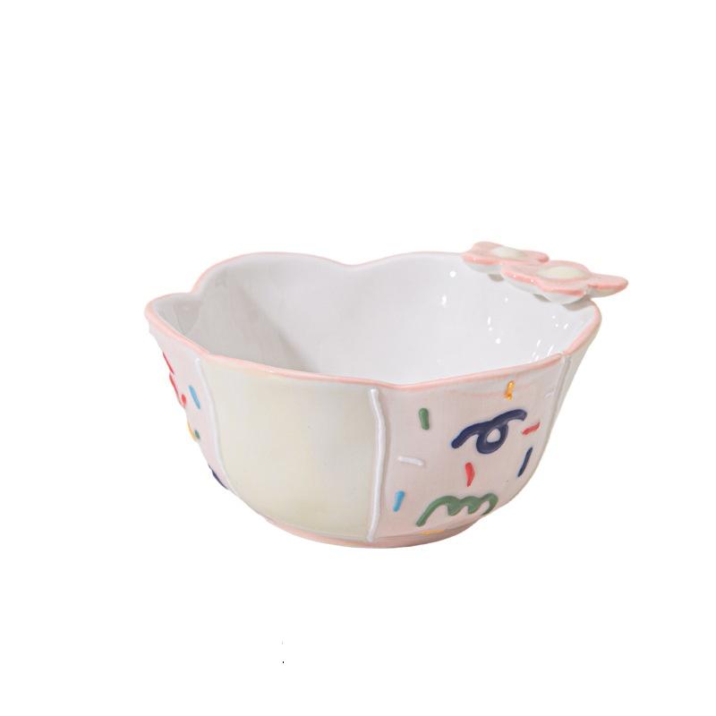 Factory Direct Lelyi Ins Cartoon Cute Girlish Ceramic Bowl High-value Fresh-style Cereal Bowl