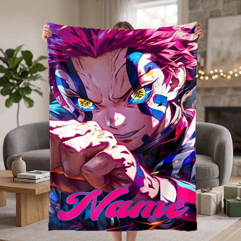 Demon Slayer Custom Flannel Blankets Soft Warm Cozy Throws for Home Decor Holiday Gifts