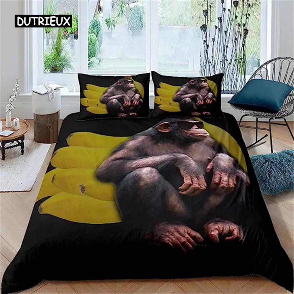

Пододеяльник с изображением гориллы для девочек, мальчиков, взрослых, коричневый пододеяльник с изображением диких животных, декоративный пододеяльник для спальни EU single(135x200cm)