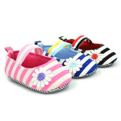 Scarpe Antiscivolo per Neonata a Righe con Margherita Scarpe da Culla per Bebè Traspiranti Scarpe per Bambini e Toddler