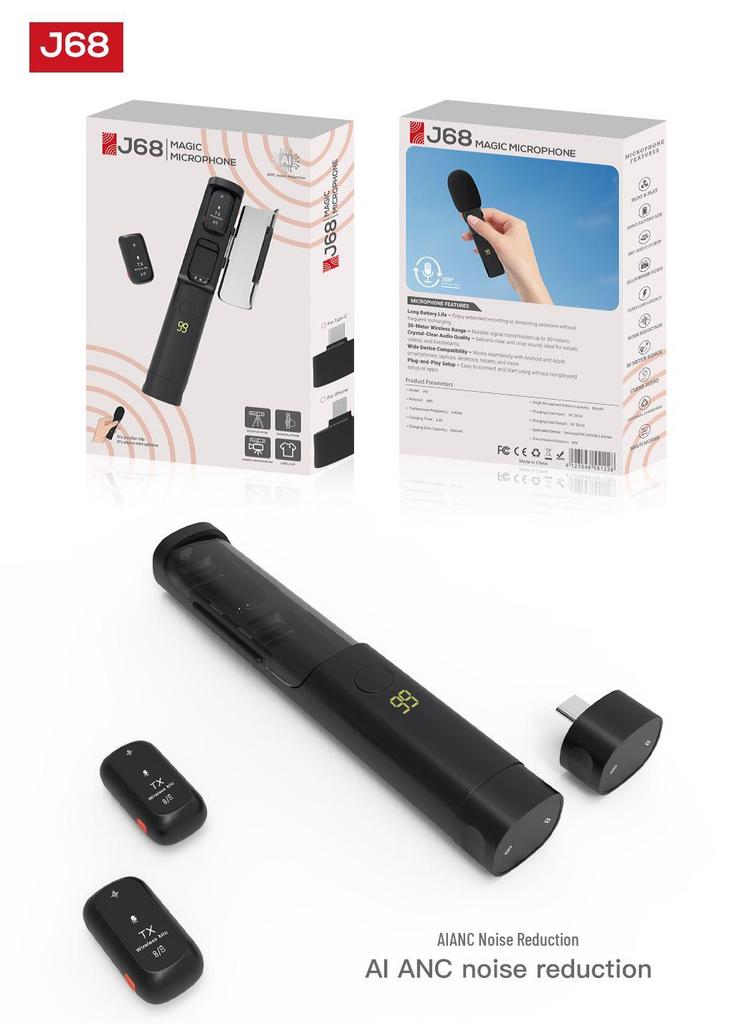 Q8 Wireless Lavalier Microphone Set: Clip-on Mic for Mobile Live Streaming with Sound Knob and One-to-Two Mic Feature.