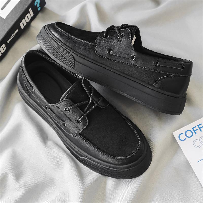 

Retro men s loafers men s leather shoes 2025 spring British style lace-up versatile trend leather shoes Doudou men s shoes 44