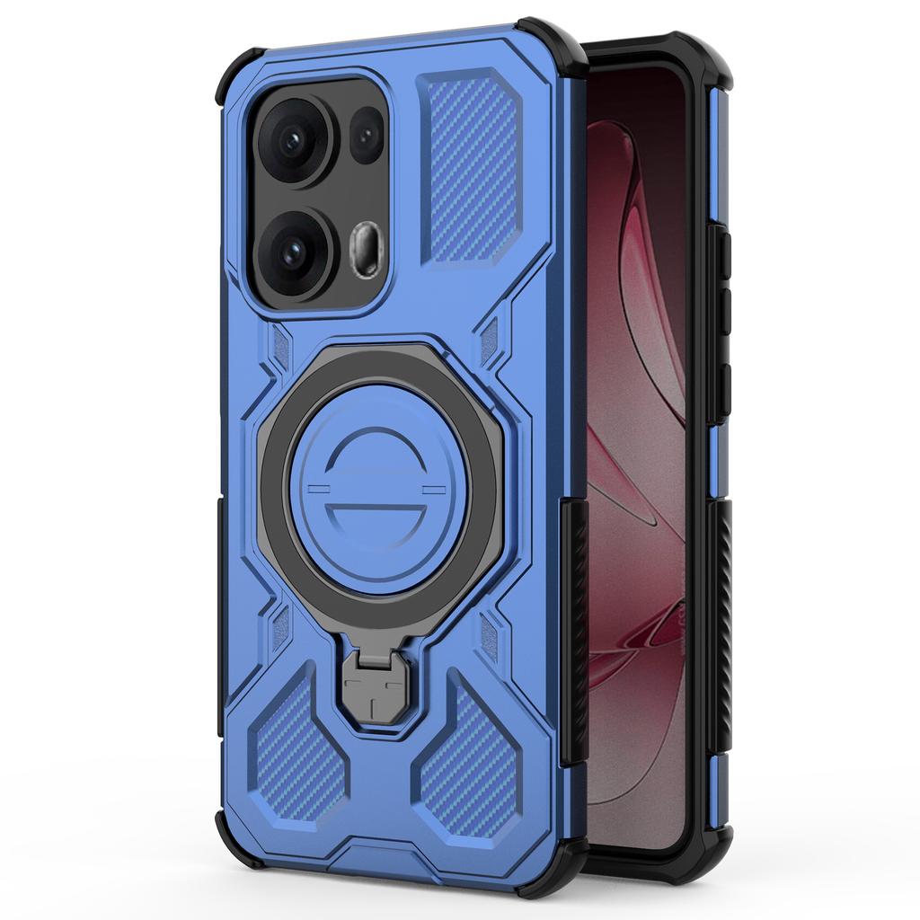 For Oppo Reno13 Pro 5G Magnetic Case Rotating Metal Kickstand Shockproof PC+TPU Phone Back Cover