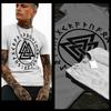 Viking T-shirt Norse Nordic Warrior Til Valhalla Pagan Odin Runes XL White Tee
