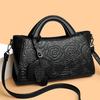 Elegant Embossed Flower Design Faux Leather Tote Bag with Adjustable Shoulder Strap