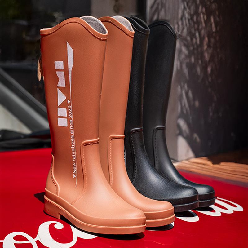 New printed high rain boots women's waterproof outdoor water boots wear-resistant outer rubber shoes kitchen work sleeve women's shoes