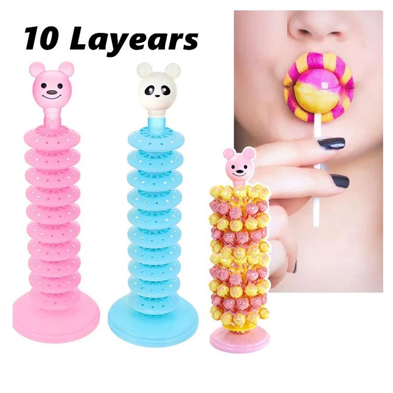 6/10 Layer Lollipop Display Stand Cake Pops Holder Tabletop Rack Candy Bar Wedding Decorative Desktop With Cartoon Head