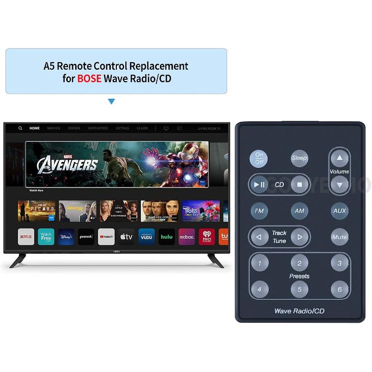 Replacement Remote Control Fit for Bose A5 Wave Radio/CD Player AWRC-1P AWRC-P1 AWRC-1W AWRC-1G AWRC1P 193334-B10 193334-B02
