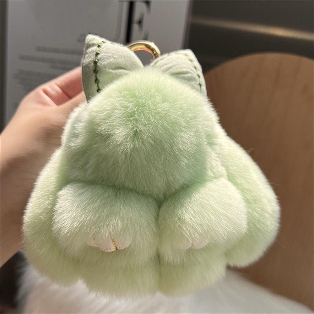 Hair Bow Bunny Keychain Pompoms Plush Rabbit Key Ring Rabbit Fur Keychain  Jewelry Gifts